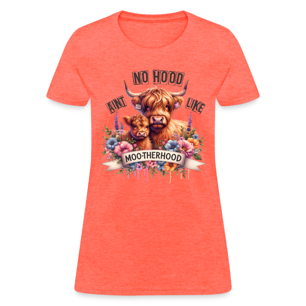 Highland Cow - Aint No Hood Like Moo-Therhood Women's T-Shirt Color: white