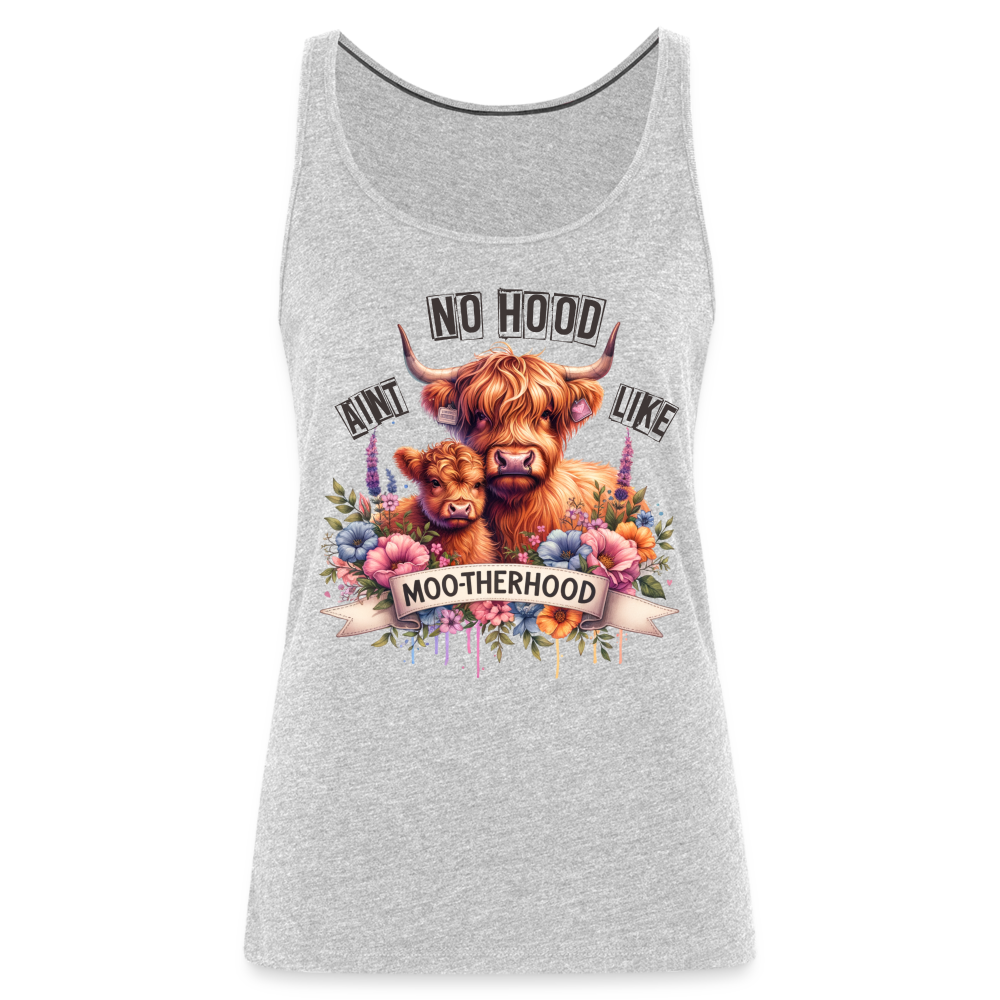 Highland Cow - Aint No Hood Like Moo-Therhood Women’s Premium Tank Top - heather gray