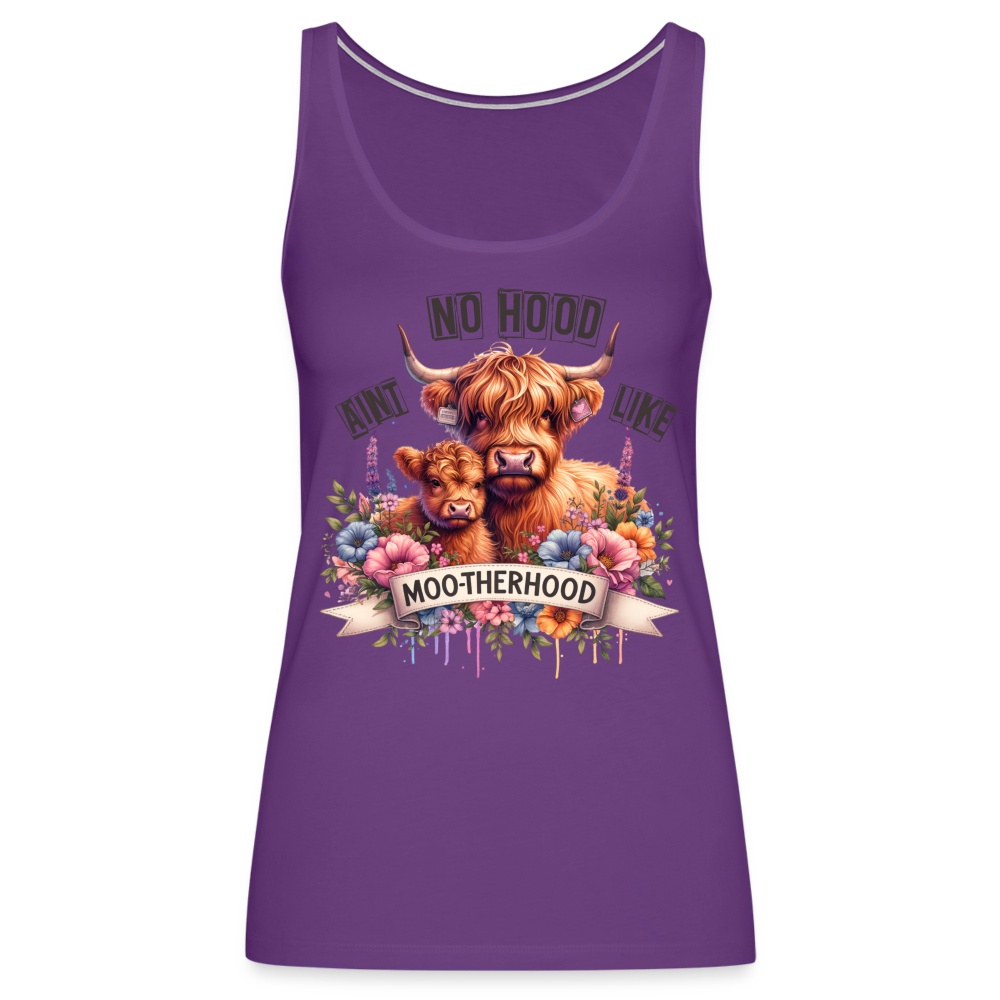 Highland Cow - Aint No Hood Like Moo-Therhood Women’s Premium Tank Top - purple