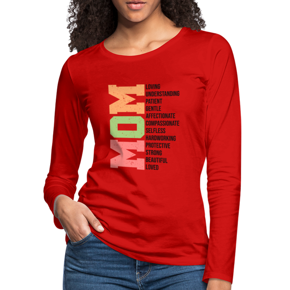 Mom Women's Premium Long Sleeve T-Shirt (Heartfelt Tribute) Color: red
