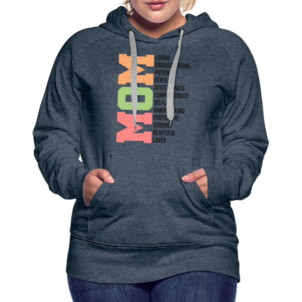 Mom Women’s Premium Hoodie (Heartfelt Tribute) - heather denim