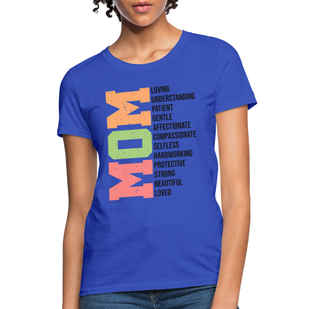 Mom Women's T-Shirt (Heartfelt Tribute) Color: royal blue