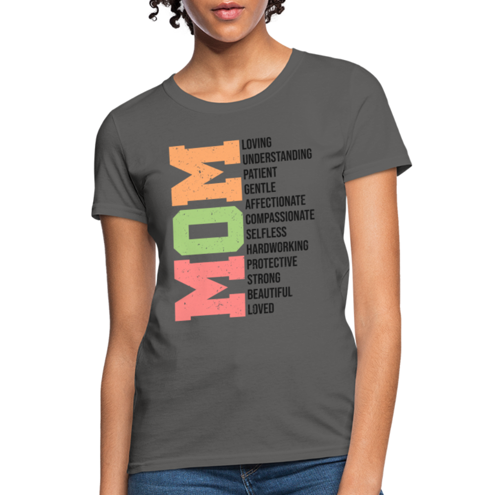 Mom Women's T-Shirt (Heartfelt Tribute) Color: charcoal