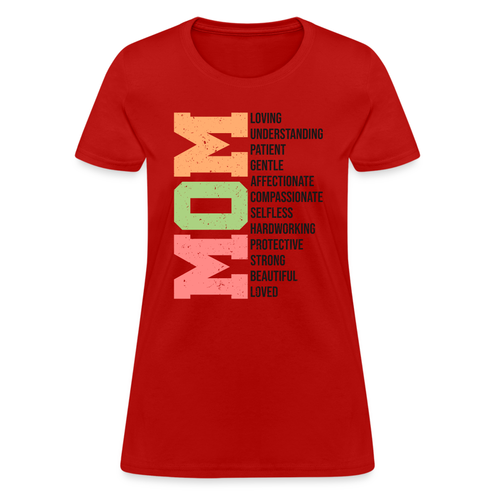 Mom Women's T-Shirt (Heartfelt Tribute) Color: red