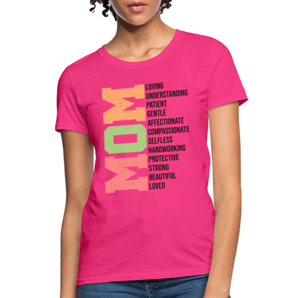 Mom Women's T-Shirt (Heartfelt Tribute) Color: fuchsia