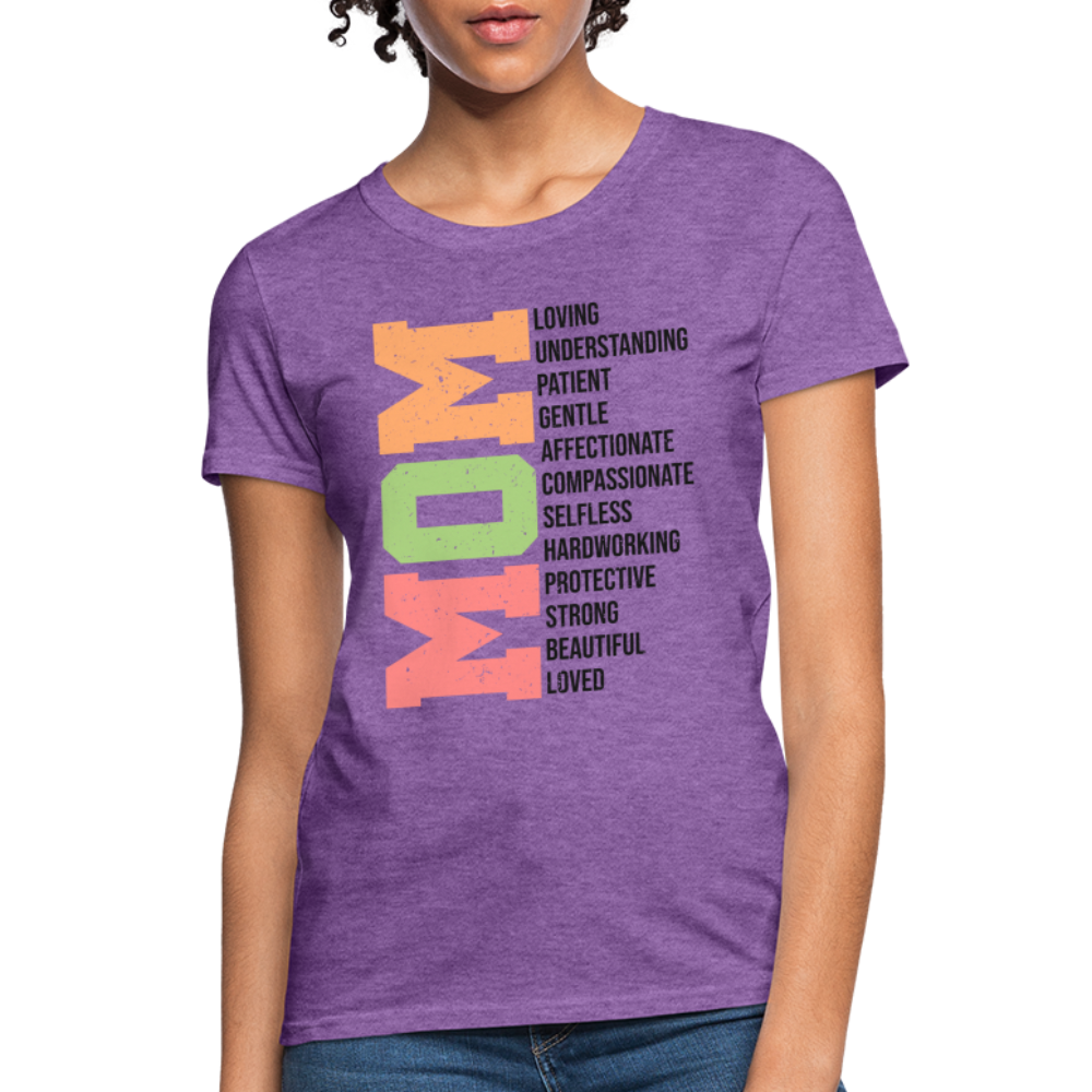 Mom Women's T-Shirt (Heartfelt Tribute) Color: purple heather