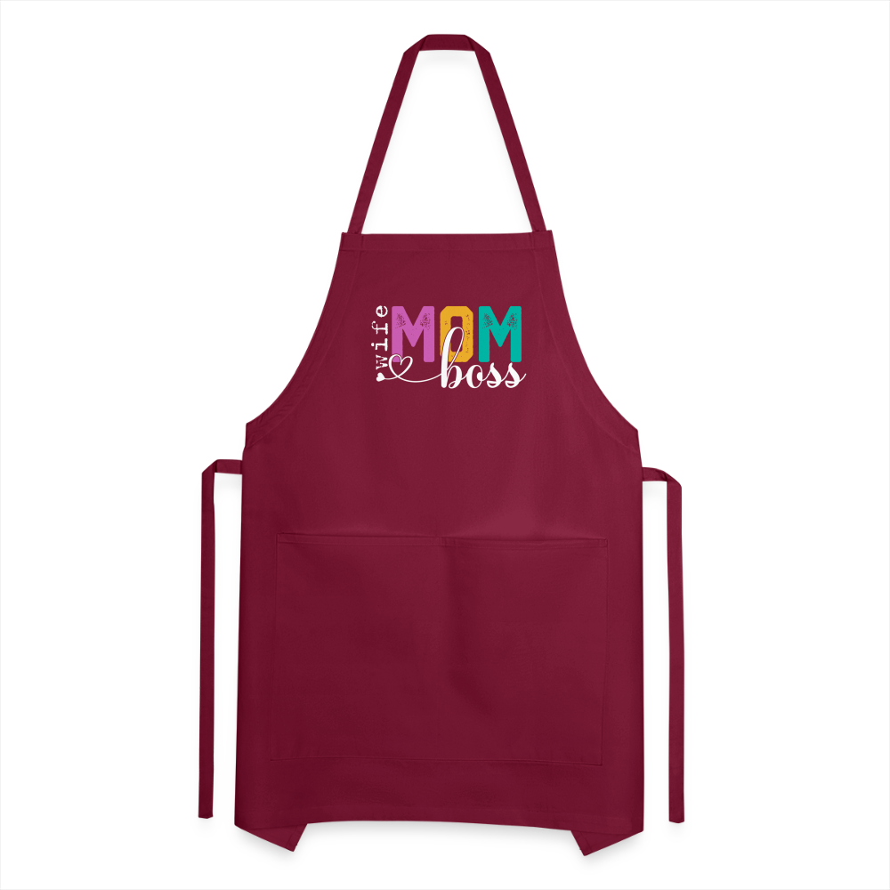 Wife Mom Boss Adjustable Apron Color: charcoal