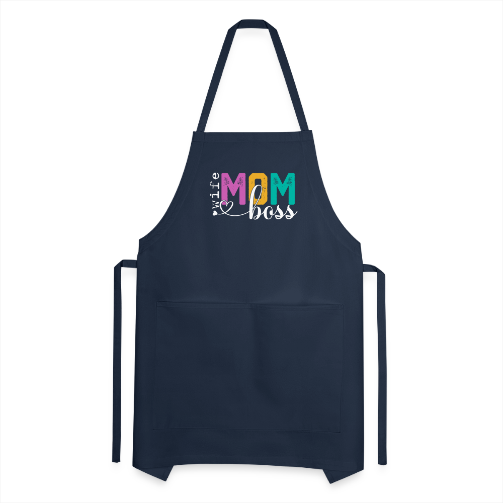 Wife Mom Boss Adjustable Apron Color: charcoal