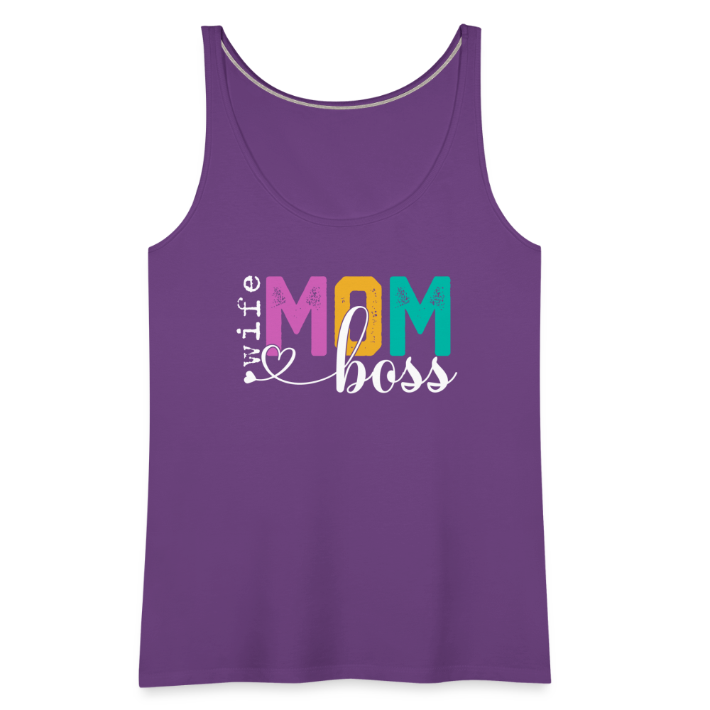 Wife Mom Boss Women’s Premium Tank Top - purple