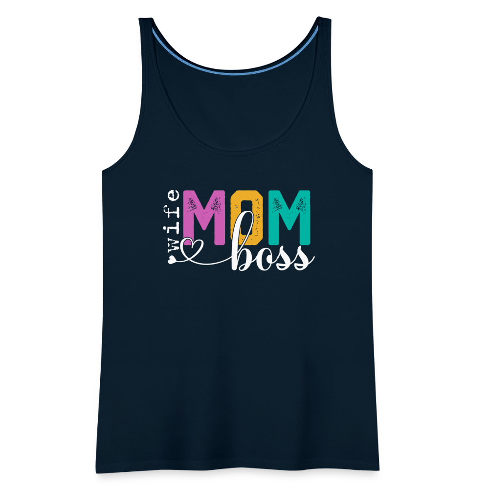 Wife Mom Boss Women’s Premium Tank Top - deep navy