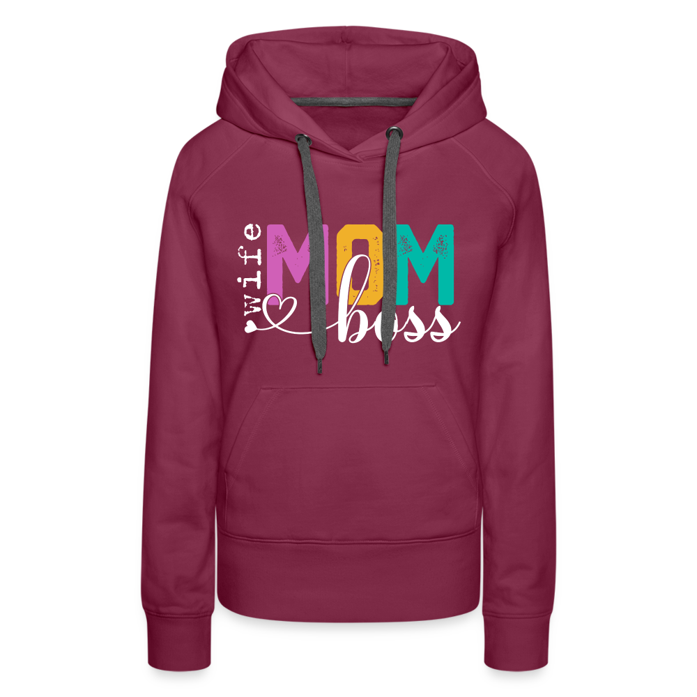 Wife Mom Boss Women’s Premium Hoodie - burgundy