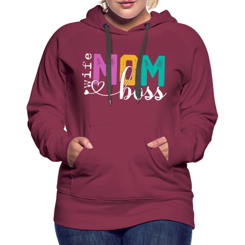 Wife Mom Boss Women’s Premium Hoodie - burgundy