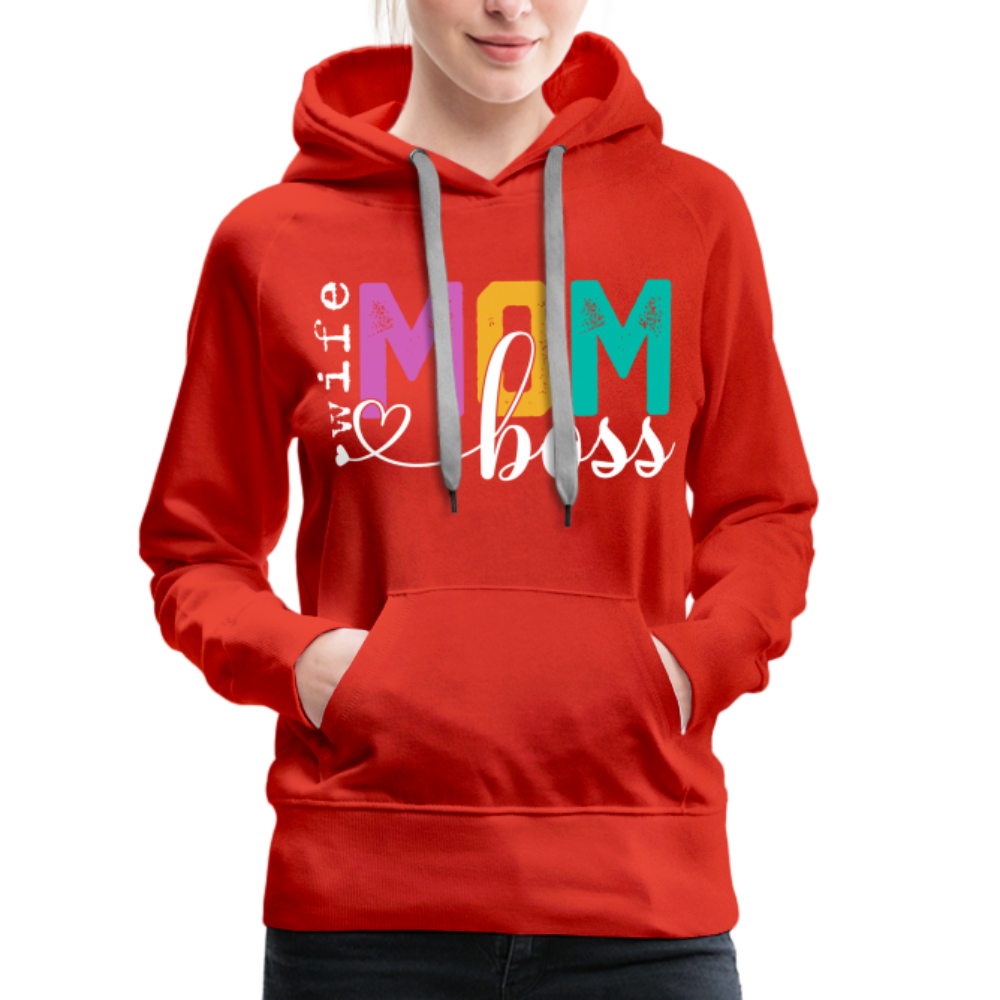 Wife Mom Boss Women’s Premium Hoodie - red