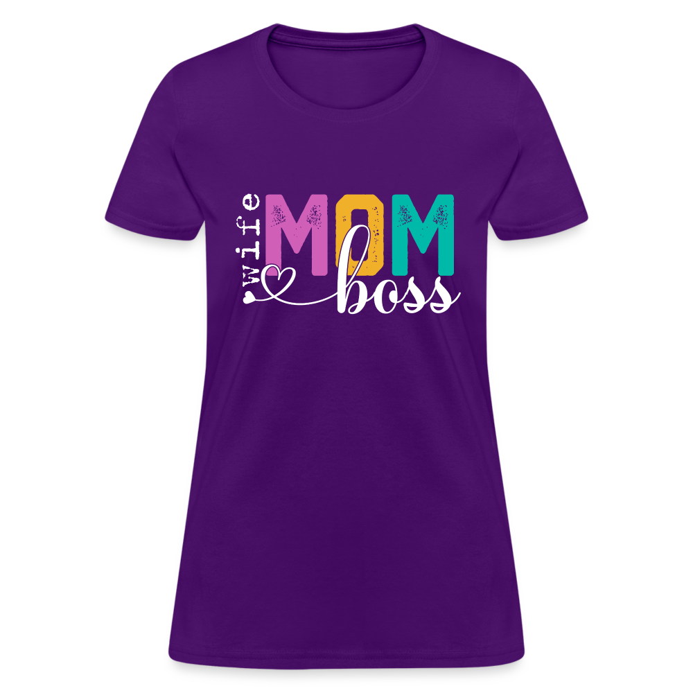 Wife Mom Boss Women's T-Shirt Color: heather black