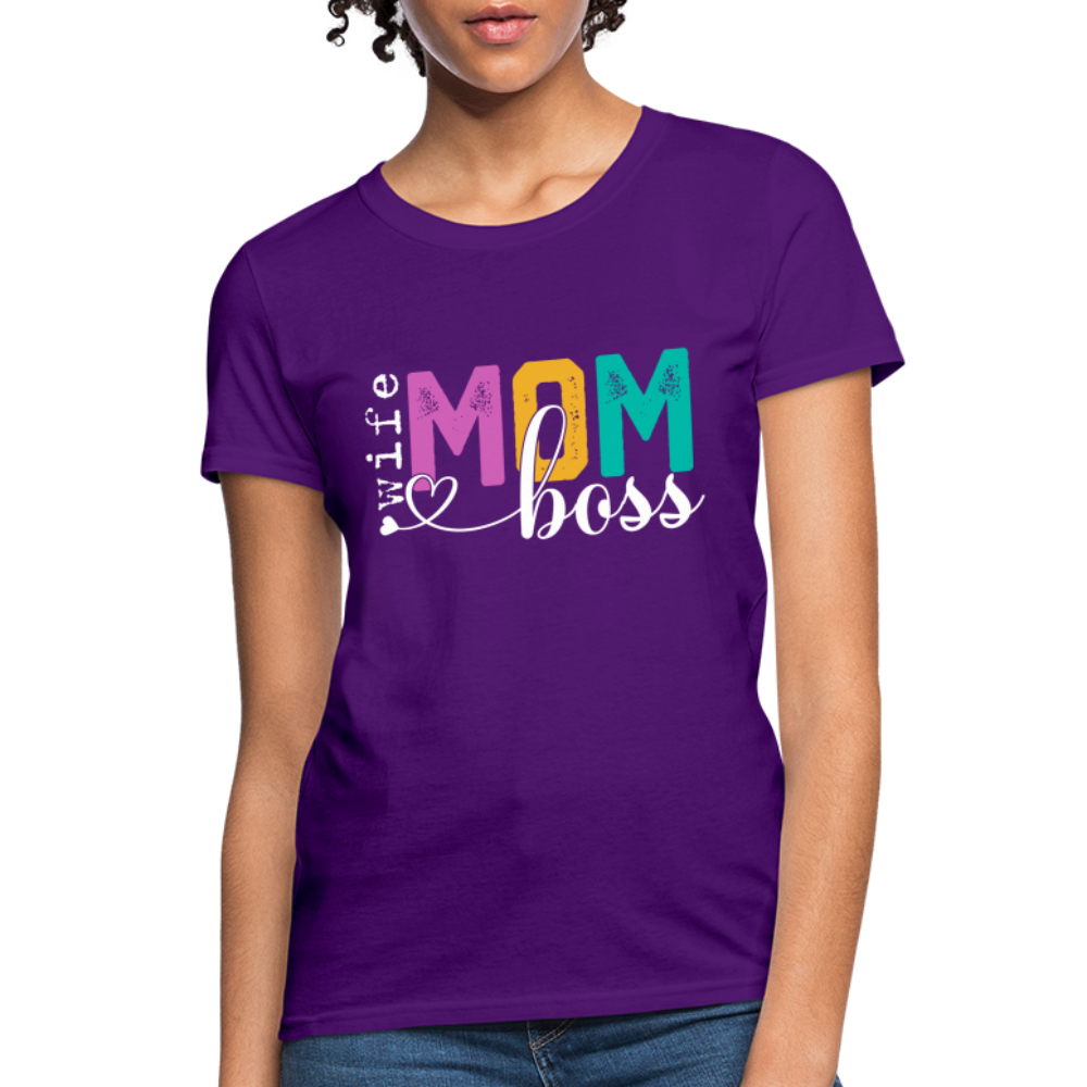 Wife Mom Boss Women's T-Shirt Color: heather black