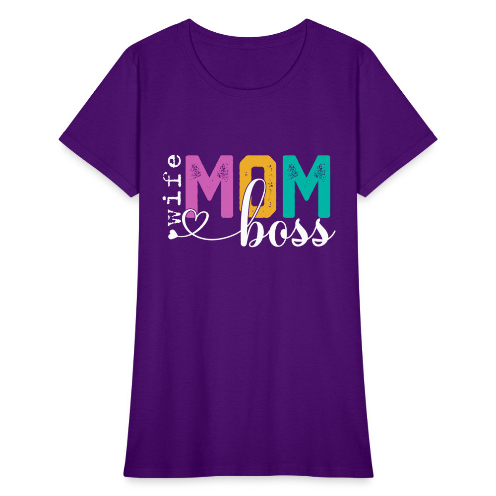 Wife Mom Boss Women's T-Shirt Color: purple