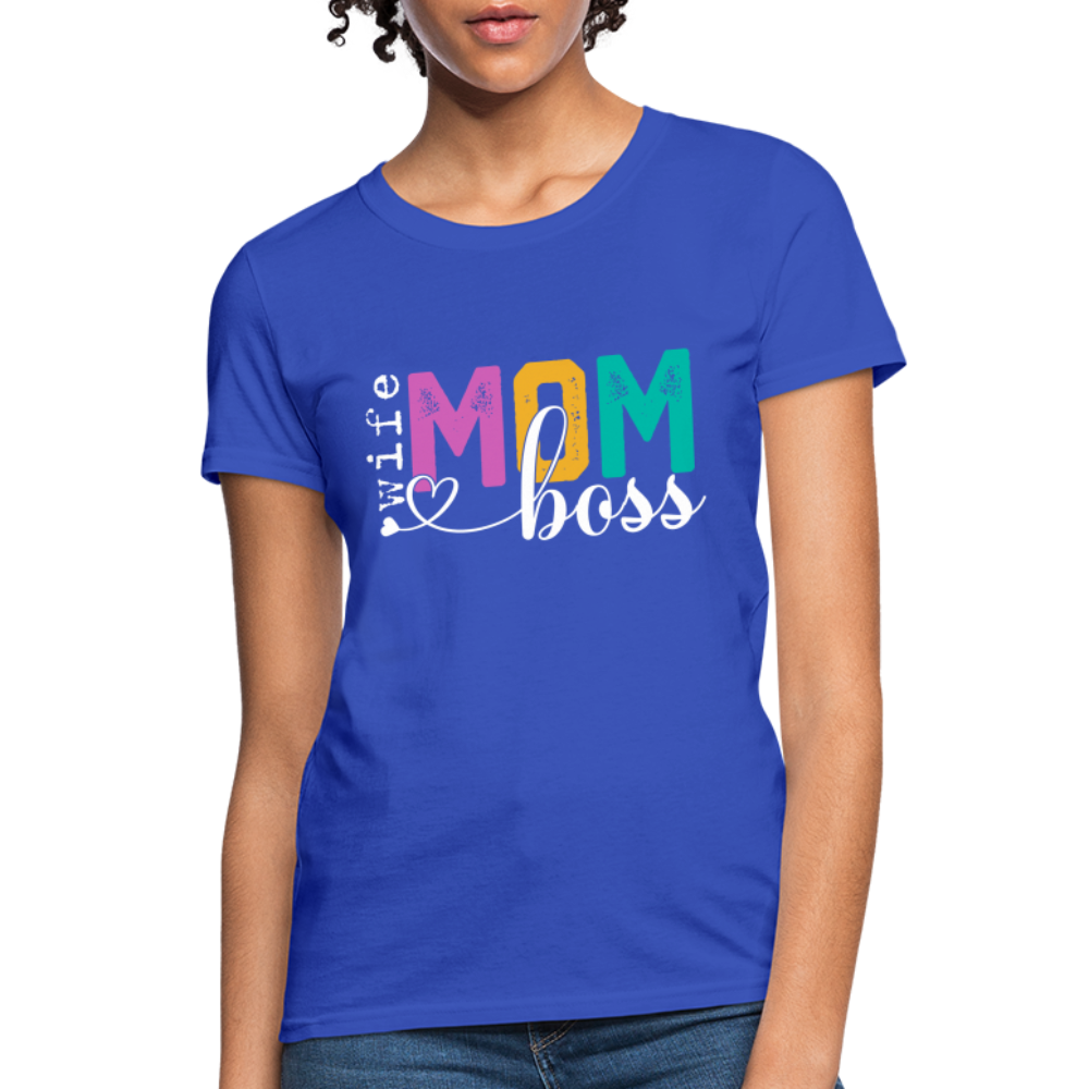Wife Mom Boss Women's T-Shirt Color: royal blue