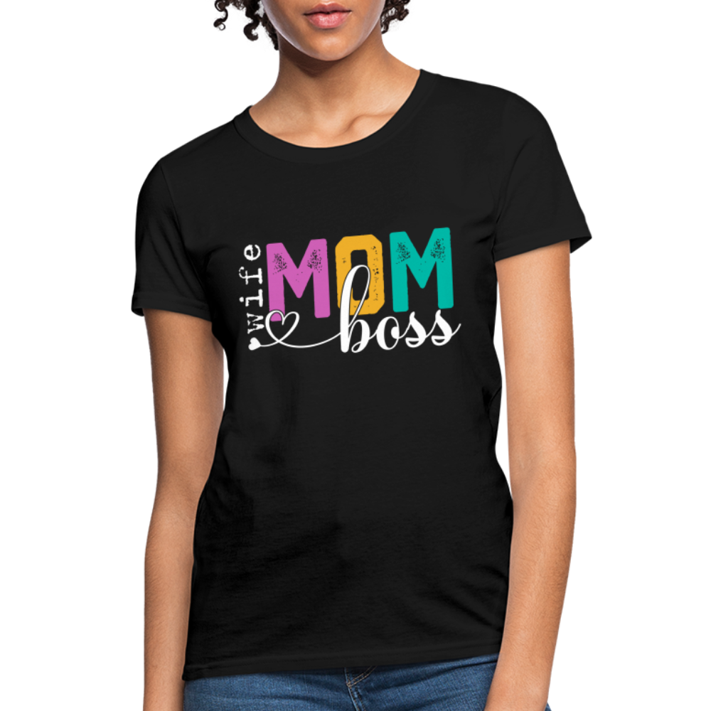 Wife Mom Boss Women's T-Shirt Color: black