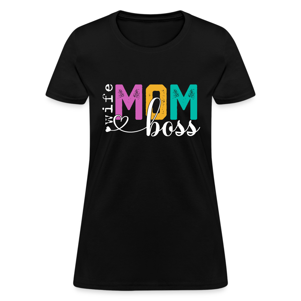 Wife Mom Boss Women's T-Shirt Color: heather black