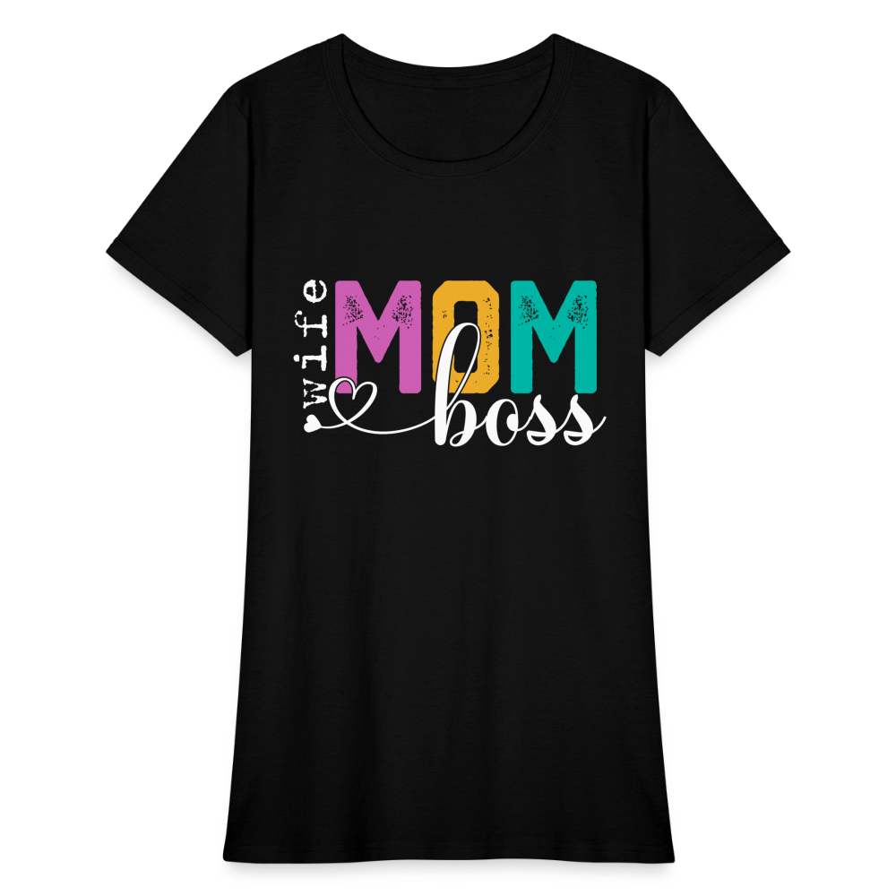 Wife Mom Boss Women's T-Shirt Color: heather black