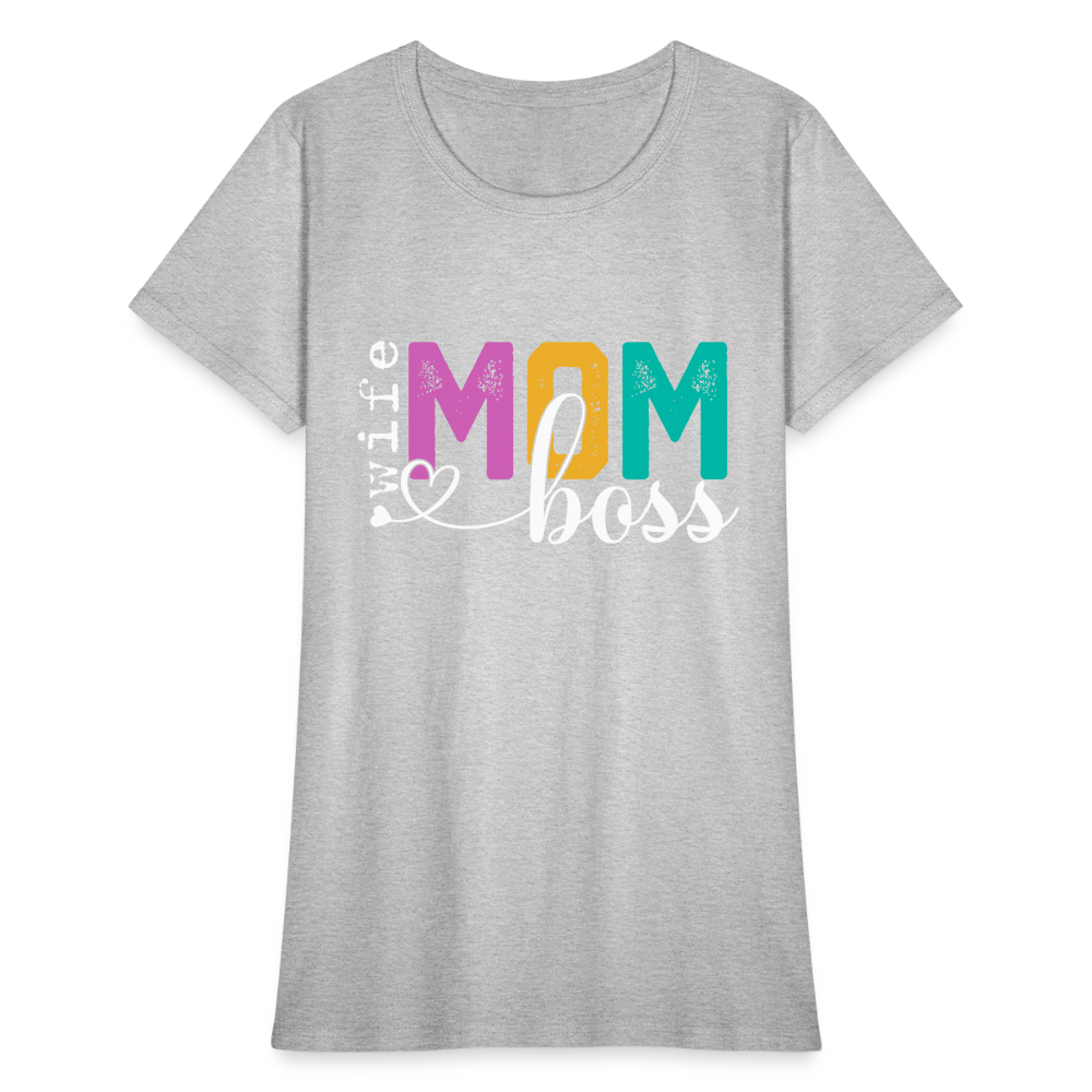 Wife Mom Boss Women's T-Shirt Color: heather black