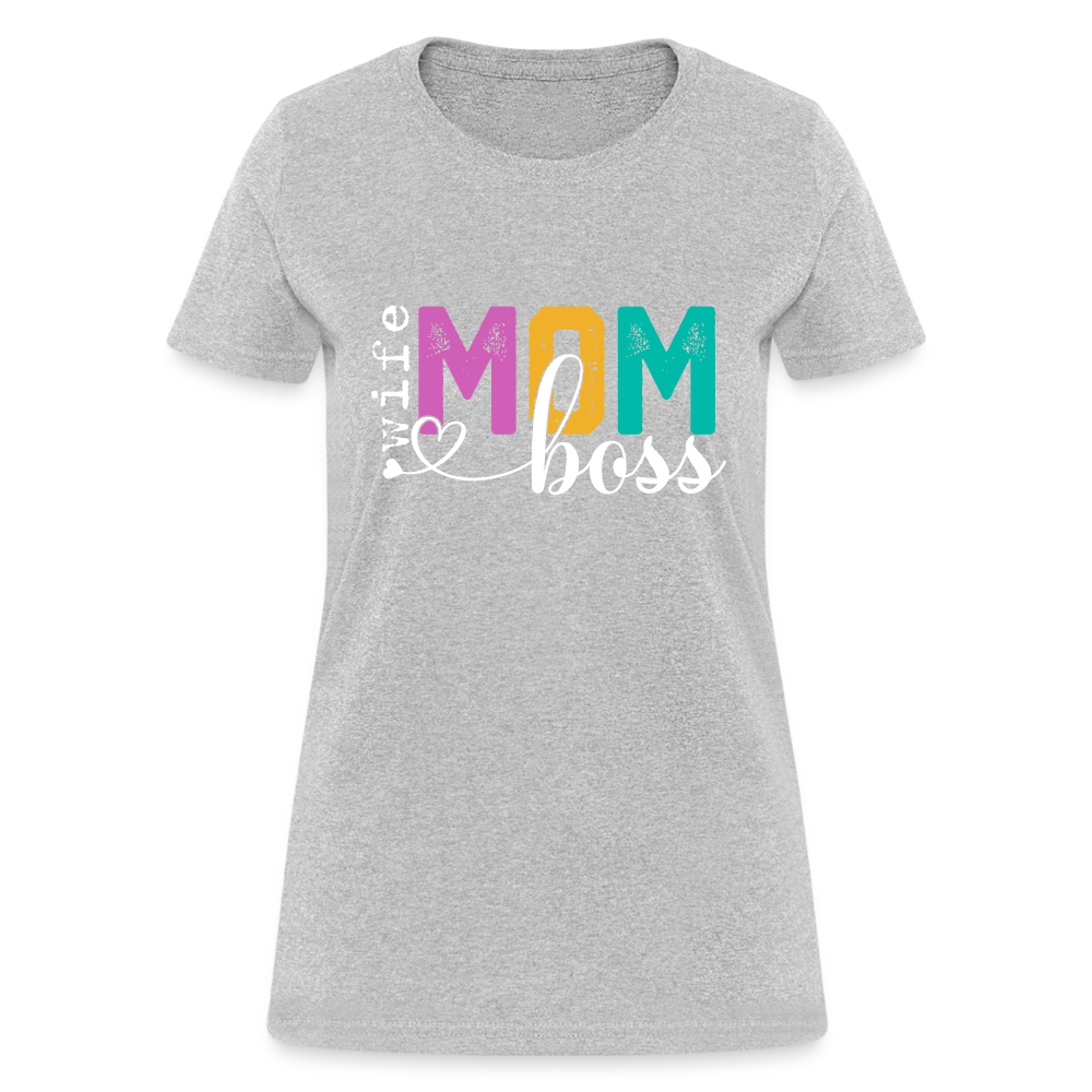 Wife Mom Boss Women's T-Shirt Color: heather black
