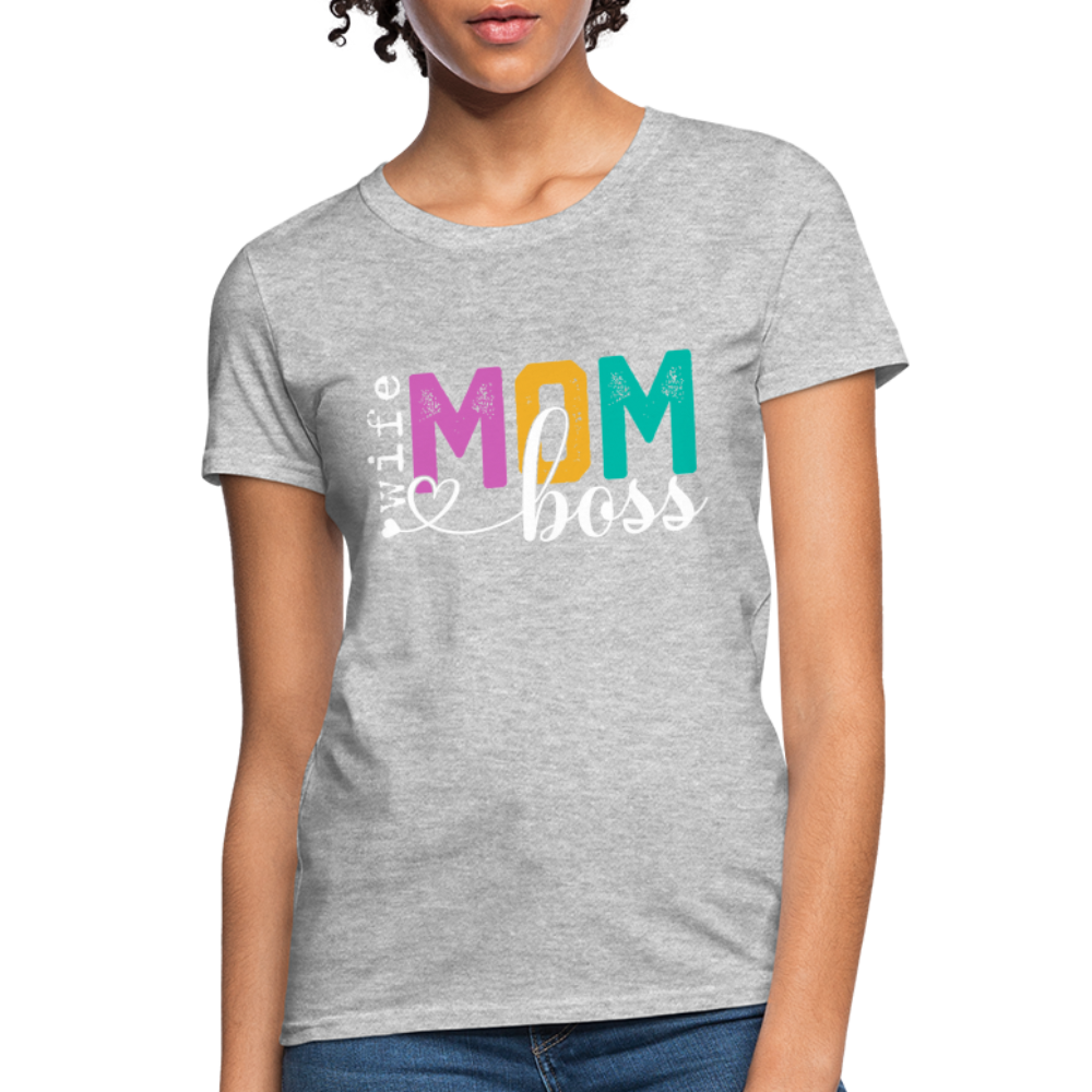 Wife Mom Boss Women's T-Shirt Color: heather gray