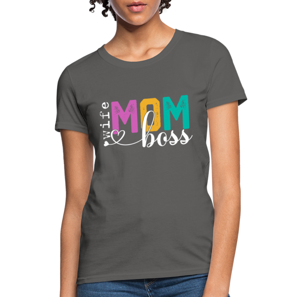 Wife Mom Boss Women's T-Shirt Color: heather black