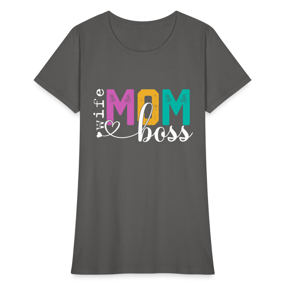 Wife Mom Boss Women's T-Shirt Color: heather black