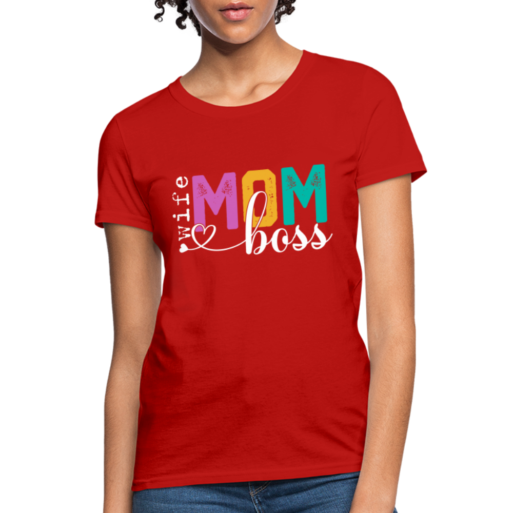 Wife Mom Boss Women's T-Shirt Color: red