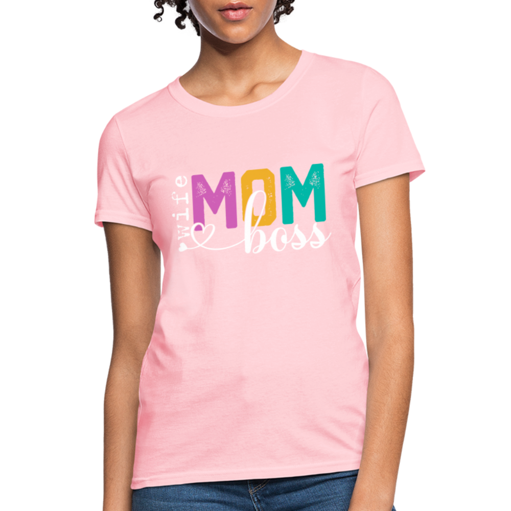 Wife Mom Boss Women's T-Shirt Color: pink