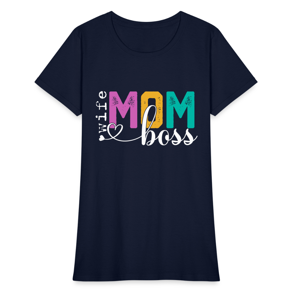 Wife Mom Boss Women's T-Shirt Color: heather black
