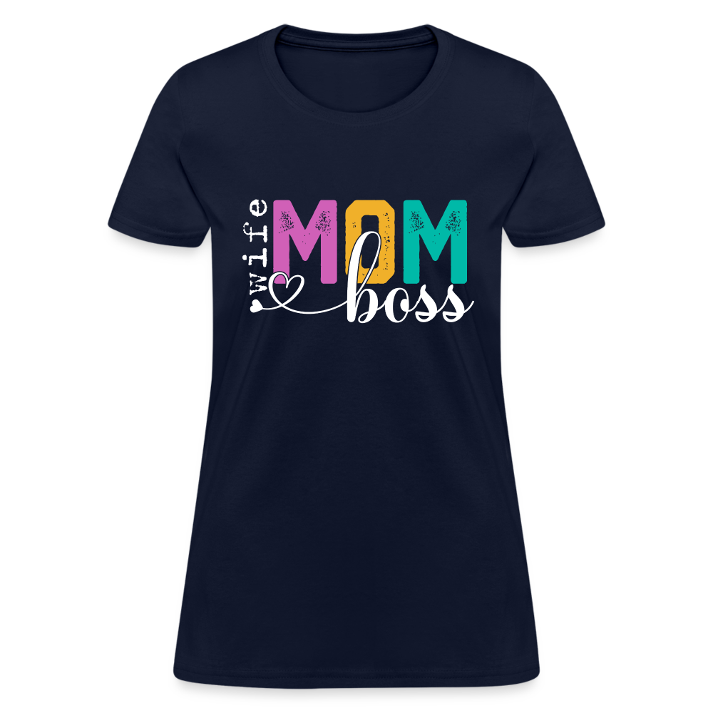 Wife Mom Boss Women's T-Shirt Color: heather black