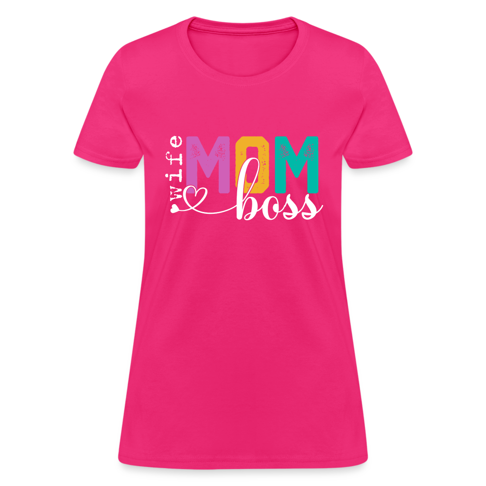 Wife Mom Boss Women's T-Shirt Color: fuchsia