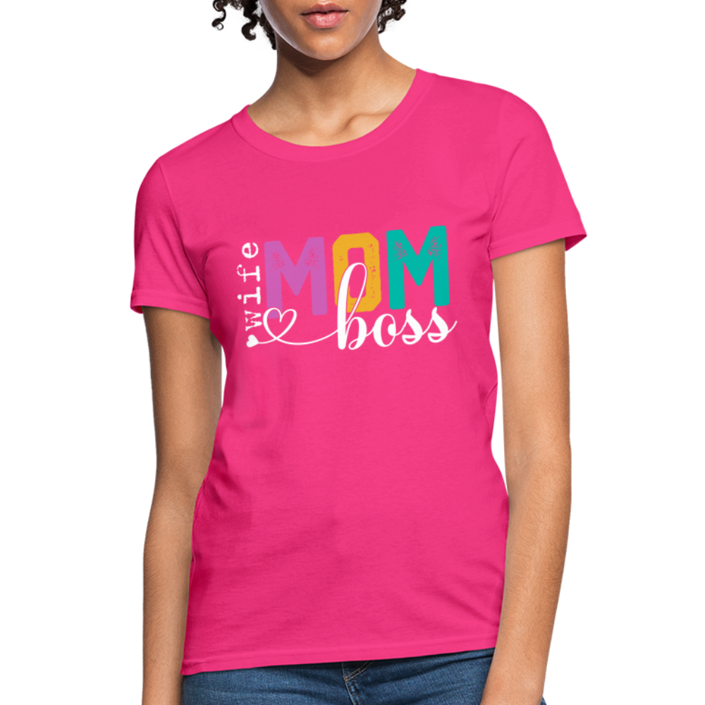 Wife Mom Boss Women's T-Shirt Color: heather black