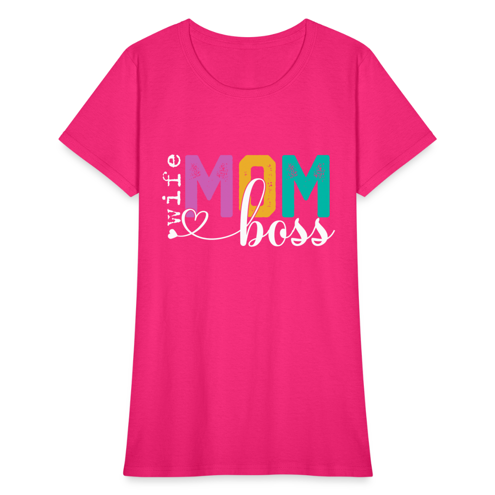 Wife Mom Boss Women's T-Shirt Color: heather black