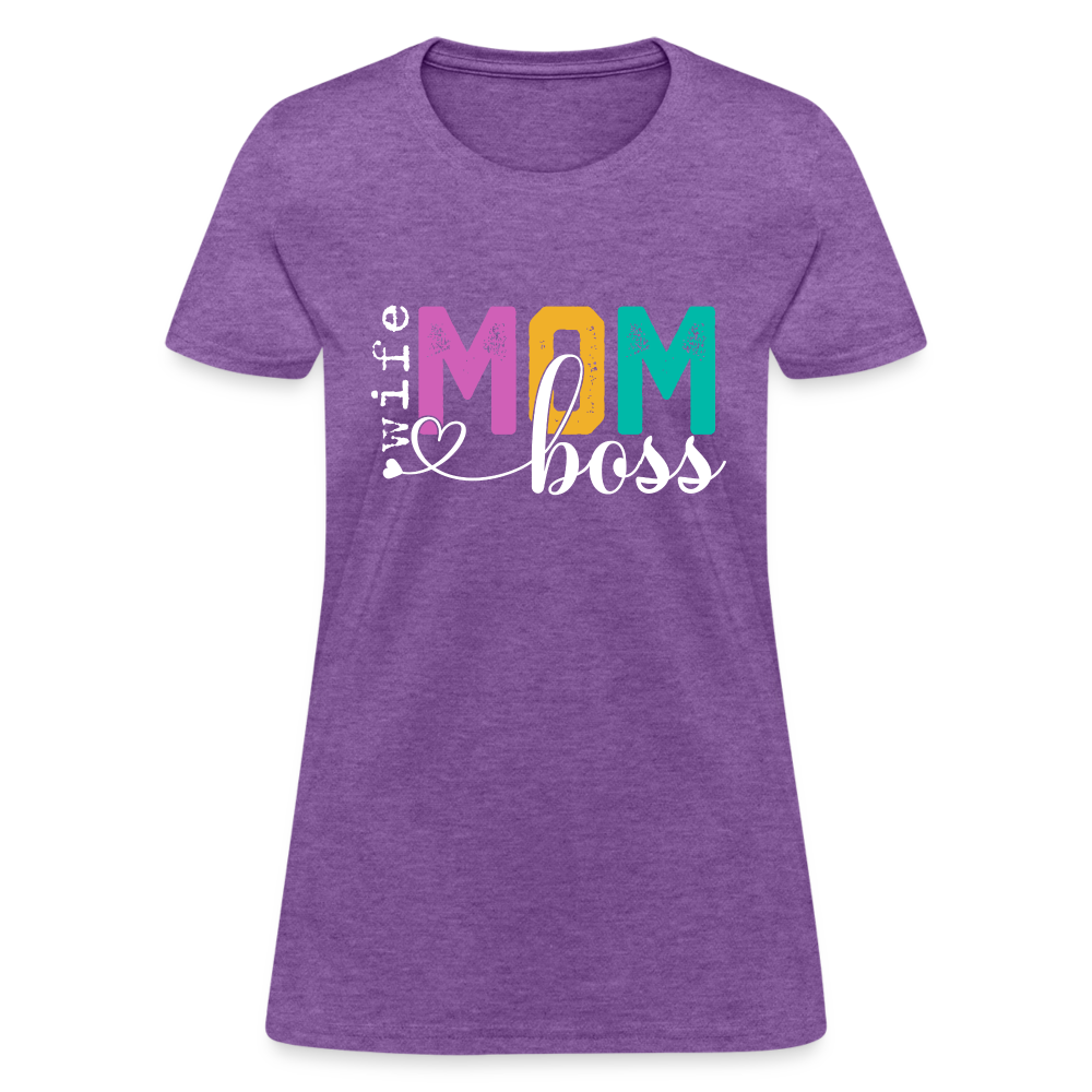 Wife Mom Boss Women's T-Shirt Color: purple heather
