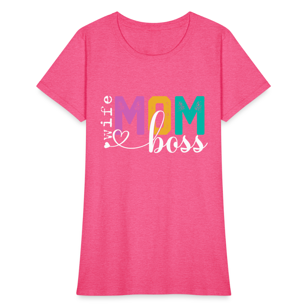 Wife Mom Boss Women's T-Shirt Color: heather black