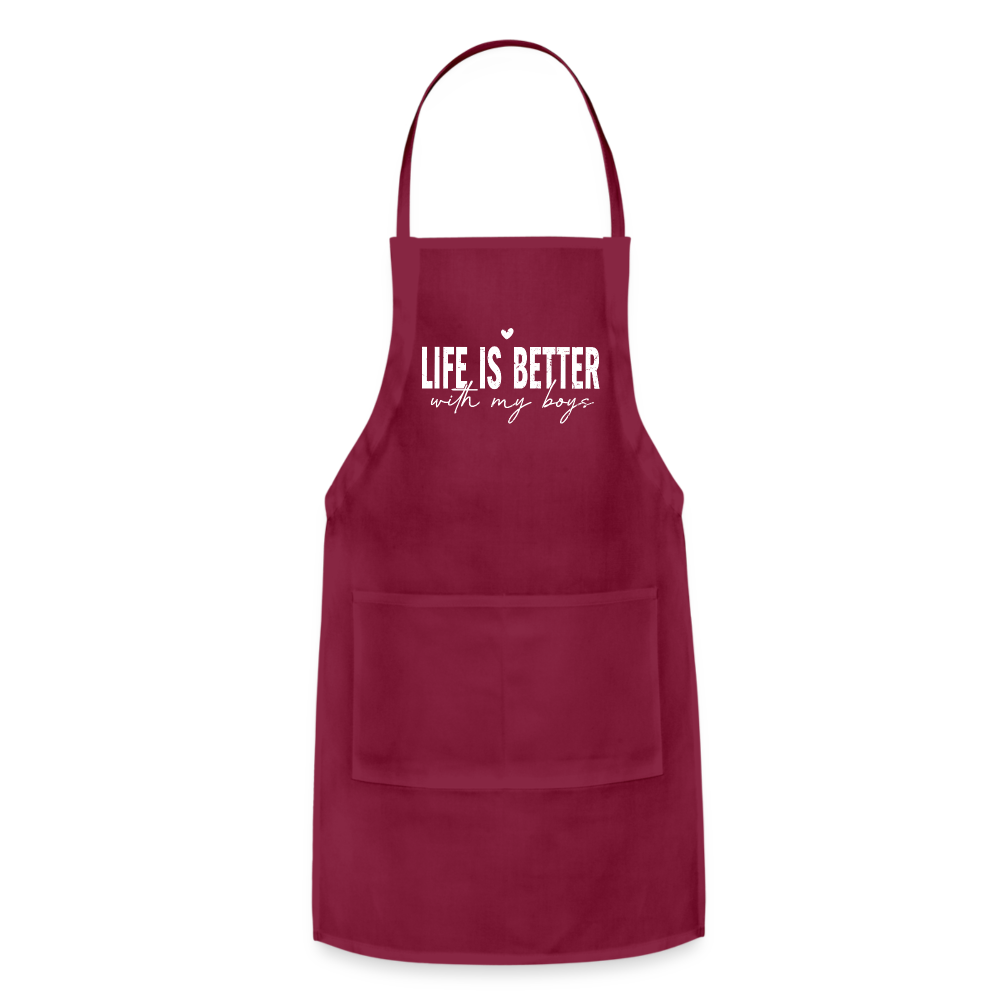 Life Is Better With My Boys - Adjustable Apron Color: black