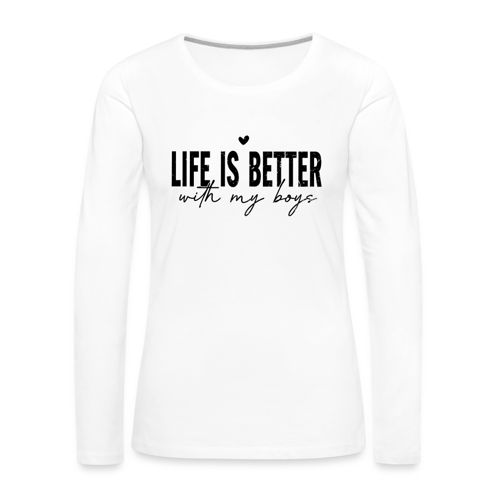 Life Is Better With My Boys - Women's Premium Long Sleeve T-Shirt Color: heather ice blue