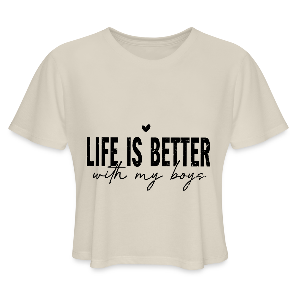 Life Is Better With My Boys - Women's Cropped T-Shirt Color: white