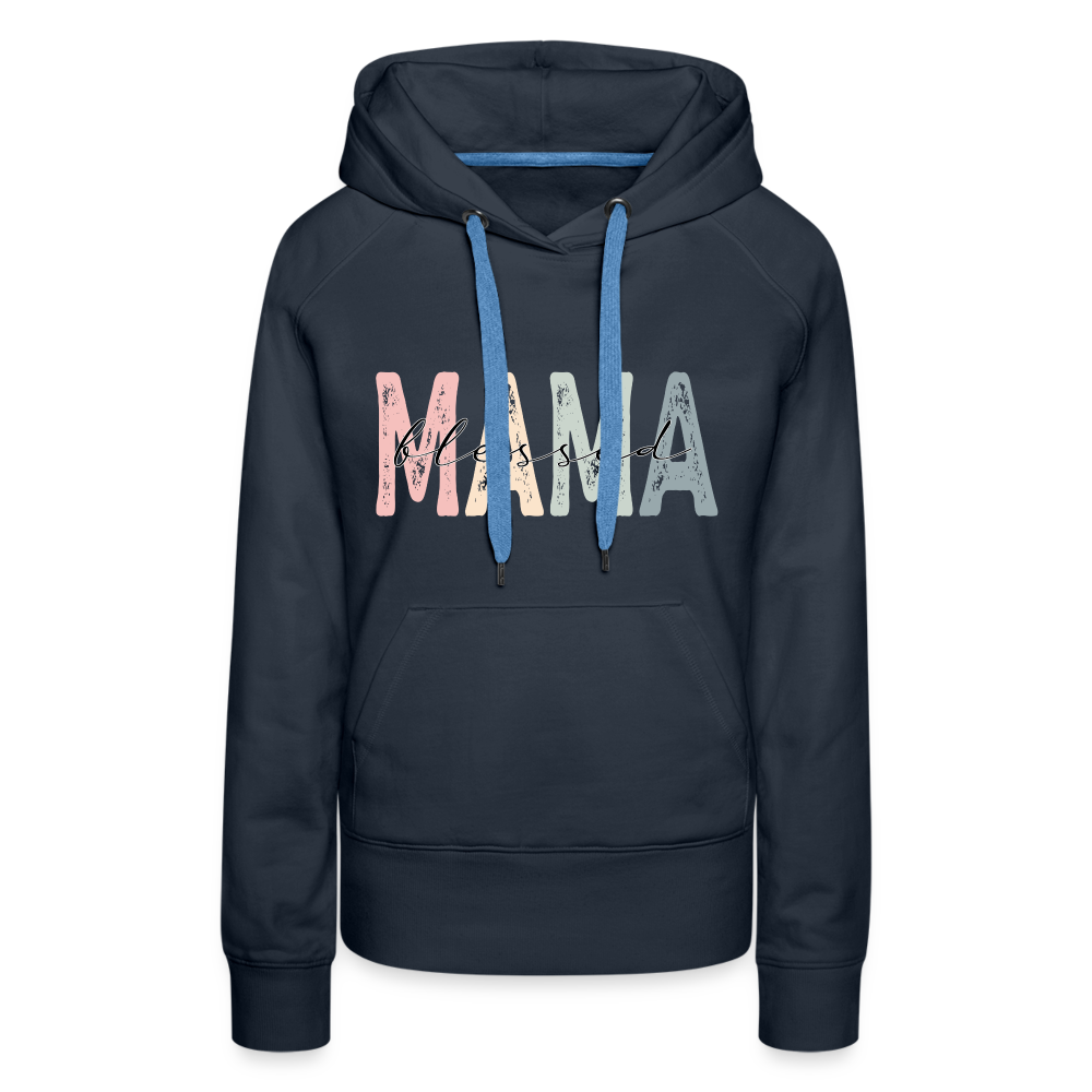 Blessed Mama Premium Hoodie (Retro Design) Color: navy