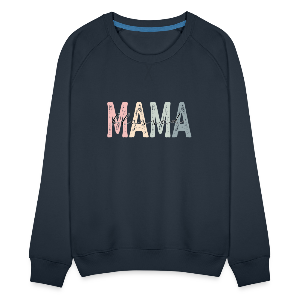 Blessed Mama Premium Sweatshirt (Retro Design) Color: navy