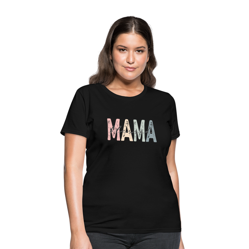 Blessed Mama Women's T-Shirt (Retro Design) Color: heather pink