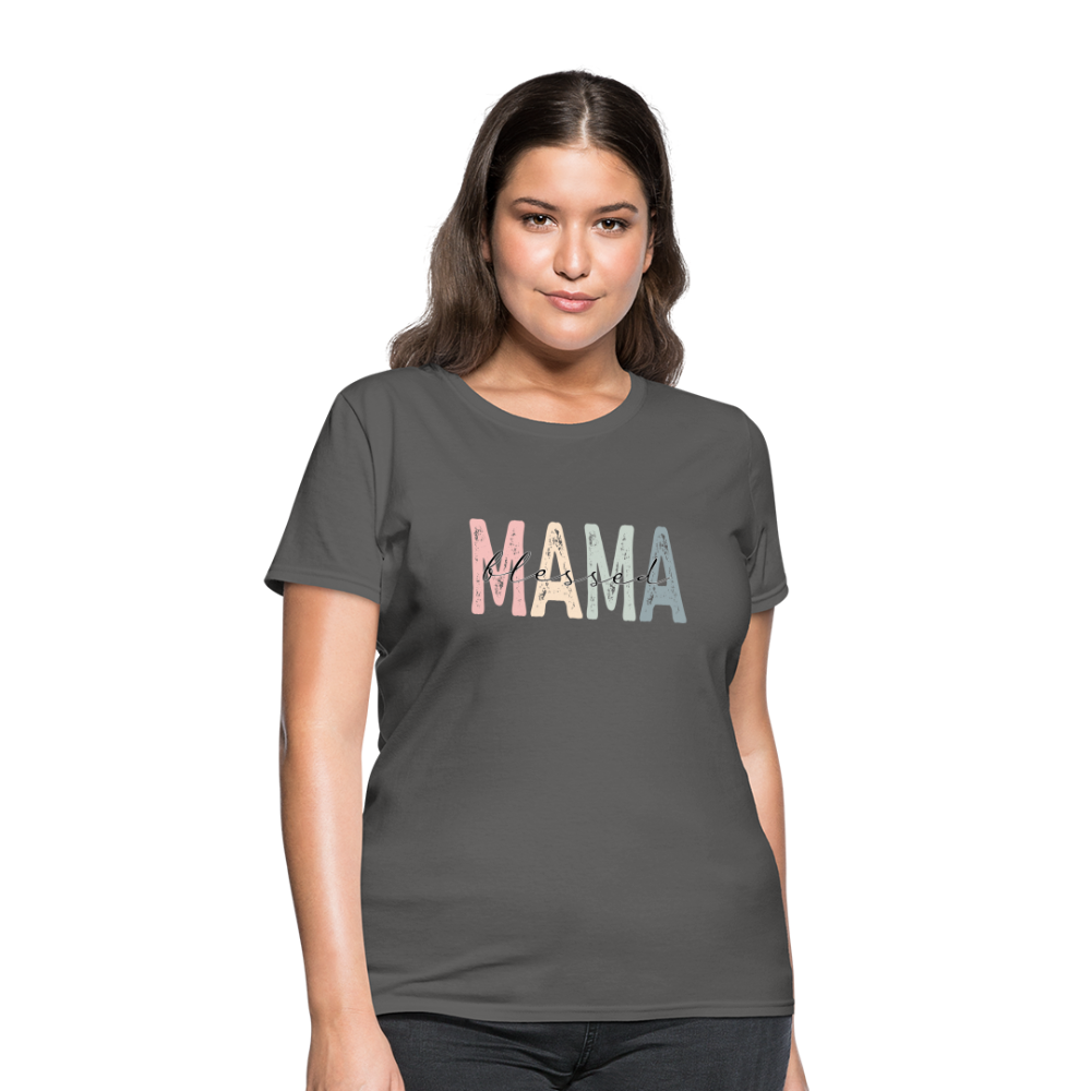 Blessed Mama Women's T-Shirt (Retro Design) Color: heather pink