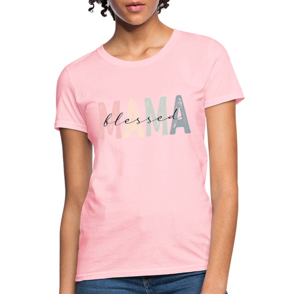 Blessed Mama Women's T-Shirt (Retro Design) Color: heather pink