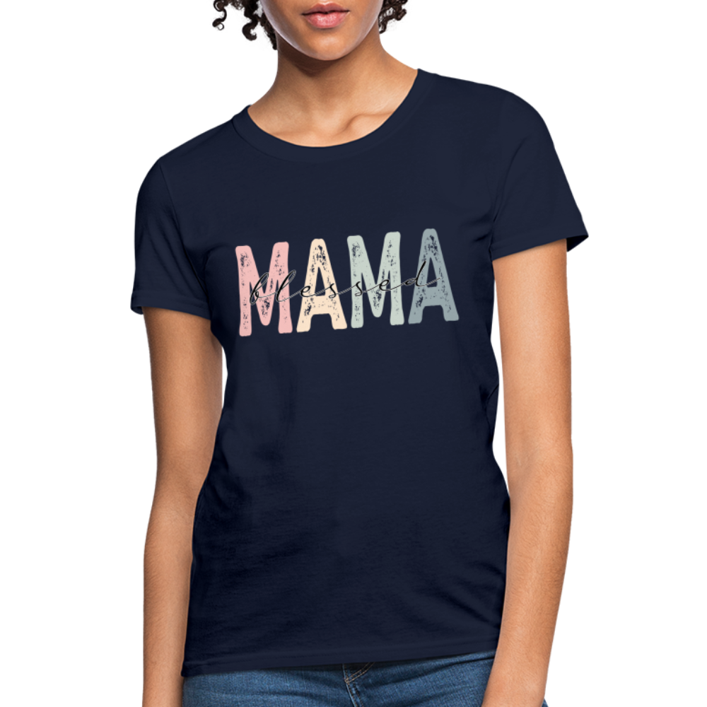 Blessed Mama Women's T-Shirt (Retro Design) Color: heather pink