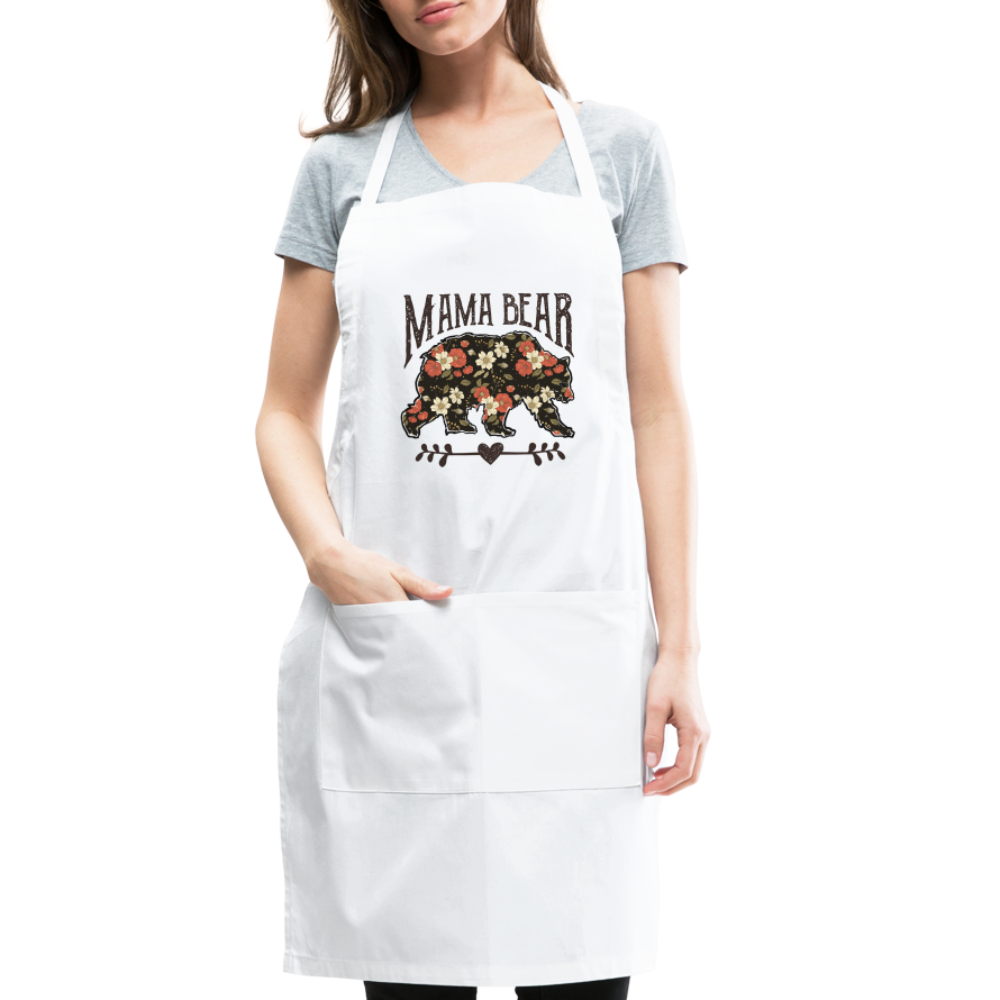 Mama Bear Floral Adjustable Apron - white