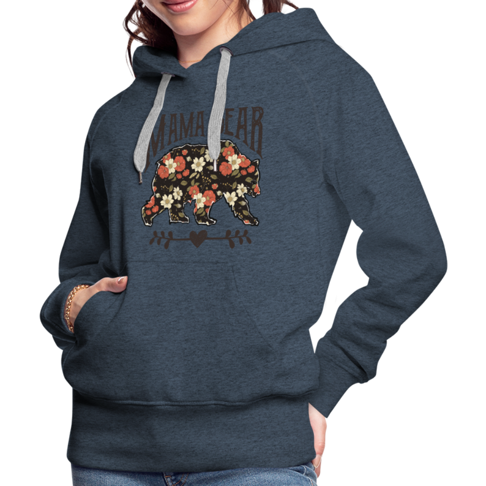 Mama Bear Floral Premium Hoodie - heather denim