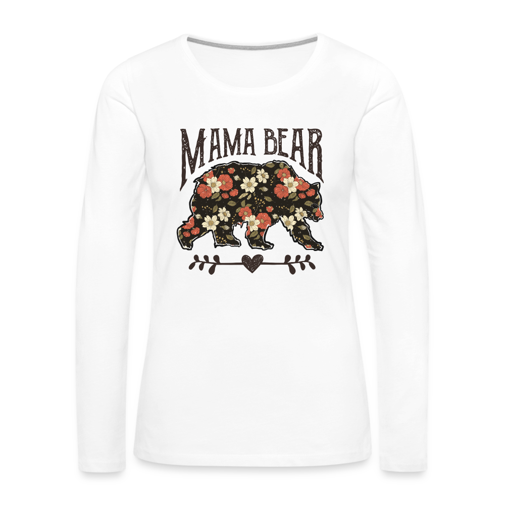 Mama Bear Floral Women's Premium Long Sleeve T-Shirt Color: white